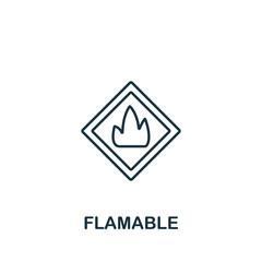 Flamable icon from security collection. Simple line element Flamable symbol for templates, web design and infographics