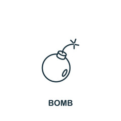 Bomb icon from security collection. Simple line element Bomb symbol for templates, web design and infographics