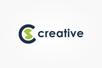 Circular Initial Letter C and S Logo. Blue Green Circle Shape isolated on White Background. Usable for Business and Technology Logos. Flat Vector Logo Design Template Element.