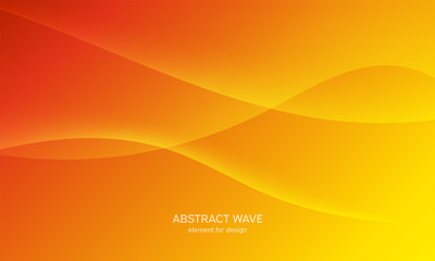 Abstract wave element for design. Digital frequency track equalizer. Stylized line art background. Colorful shiny wave with lines created using blend tool.Curved wavy line, smooth stripe Vector Orange