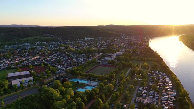 Rhine landscape and Erpeler Ley at sunset Remagen