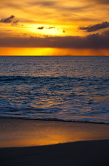 Golden Sunset After Volcano Eruption, Antigua