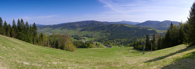Lubomierz Ski - Panorama wiosna - Gorce