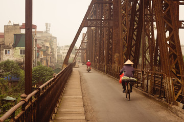 Old metal bridge in Hanoi, Vietnam