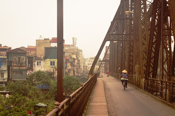 Old metal bridge in Hanoi, Vietnam