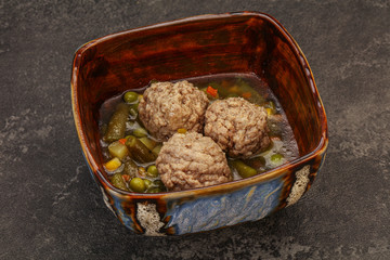 Soup with vegetables and meat balls