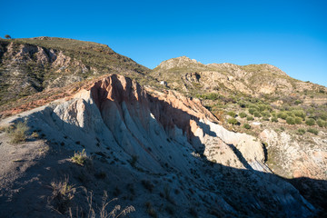 mountainous landscape with badlands in southern Spain