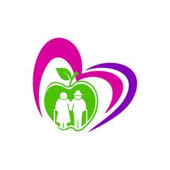vector illustration of a love home care elderly safe and clean logo