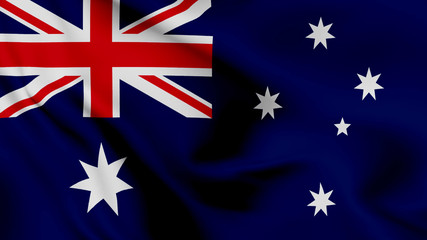 Australia flag is waving 3D animation. Australia flag waving in the wind. National flag of Australia