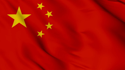 China’s  flag is waving 3D animation. China flag waving in the wind. National flag of China.
