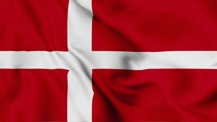 Fototapeta premium Denmark flag is waving 3D animation. Denmark flag waving in the wind. National flag of Denmark.