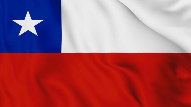Chile flag is waving 3D animation. Chile flag waving in the wind. National flag of Chile.