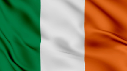 Ireland flag is waving 3D animation. Ireland flag waving in the wind. National flag of Ireland