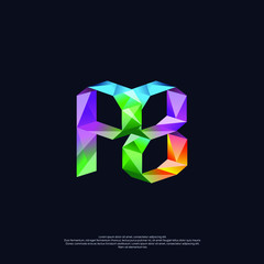 Abstract  P 8 Logo Design Pixel Style Vector Template 