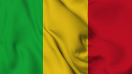 Mali flag is waving 3D animation. Mali flag waving in the wind. National flag of Mali.