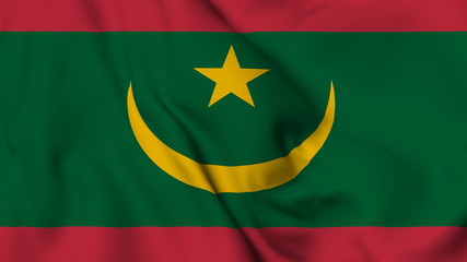 Mauritania flag is waving 3D animation. Mauritania flag waving in the wind. National flag of Mauritania