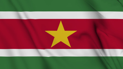 Obraz premium Suriname flag is waving 3D animation. Suriname flag waving in the wind. National flag of Suriname.