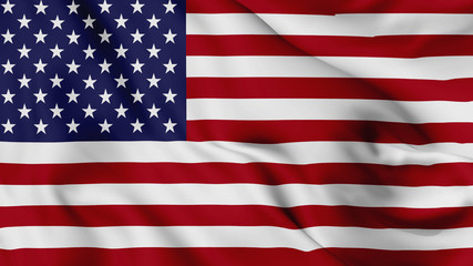 Naklejka premium USA flag is waving 3D animation. United States of America flag waving in the wind. National flag of USA. flag seamless loop animation. high quality 4K resolution