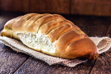 olive bread with olives, made in brazil. Organic homemade bread, vegetarian diet.