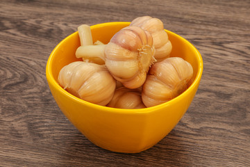 Marinated garlic in the bowl