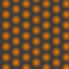 Seamless pattern of orange halftone dots on a brown background. Vector illustration.