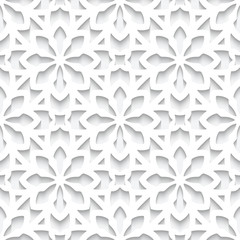 Cutout paper pattern, seamless lace texture, white ornamental background