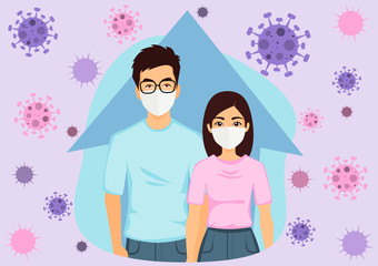 Avoid 2019-nCoV COVID-19. Set of Coronavirus concept stay at home during the coronavirus. vector illustration in flat design