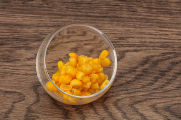 Sweet corn seeds in the bowl
