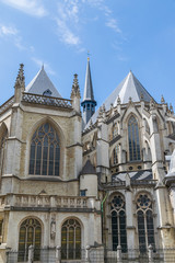 Fototapeta na wymiar Brussels, Belgium. St. Michael and St. Gudula Cathedral rear view.