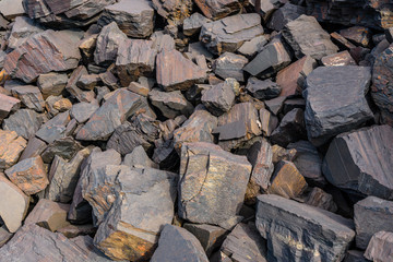 Background of stones near iron ore quarry
