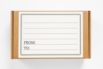 Recycling mailing kraft cardboard box for parcels or packaging gifts and goods including address...