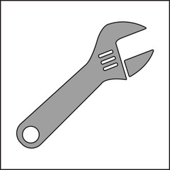 Simple isolated wrench silhouette, Maintenance symbol