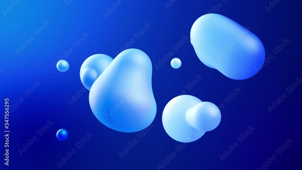Poster 3d abstract background with droplets of molten wax merge and fly apart drops in liquid. subsurface s