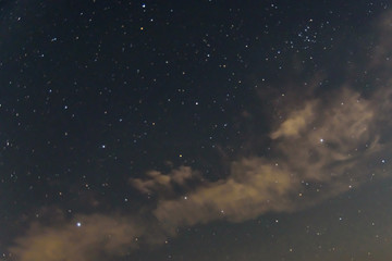 Background of the night sky with many stars and clouds
