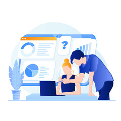 Vector illustration of mobile business application. Increase sales and skills. Team thinking and brainstorming.