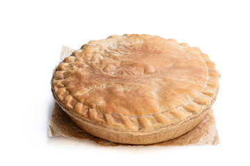 Puff pastry meat pie on isolated on white