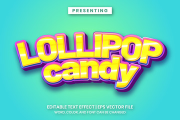 Editable font effect - lollipop candy cartoon style