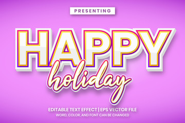 Editable text graphic style - happy holiday