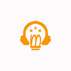 icon logo headphone with letter m vector design	
