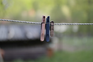 clothespins on rope