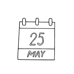 calendar hand drawn in doodle style. May 25. International Missing Children Day, Towel, World Thyroid, Africa, African Freedom, date. icon, sticker, element