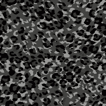 Full seamless gray leopard fur animal skin pattern. Design for textile fabric printing. Suitable for fashion use.