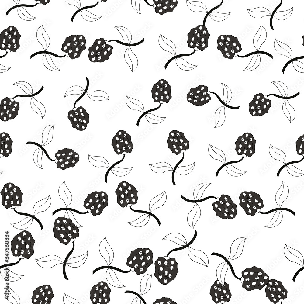 Poster black and white roses seamless repeat pattern print background