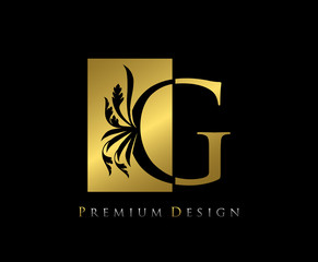 Elegant G Luxury Logo Icon, Vintage Negative Space Gold G Letter Logo Design. Perfect for fashion, Jewelry, Beauty Salon, Cosmetics, Spa, Wedding Logo, Letter Stamp, Hotel and Restaurant Logo.
