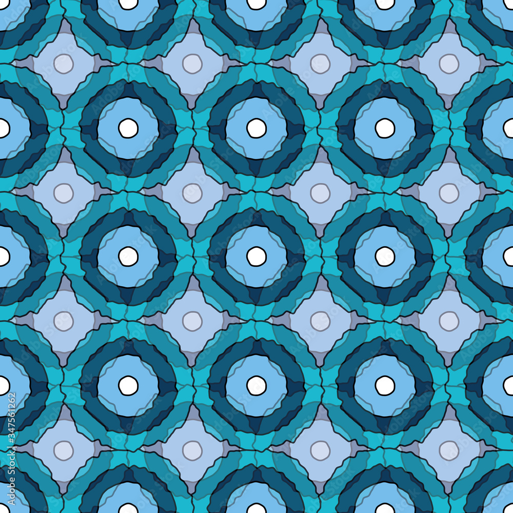 Poster different blue color cirkels repeat pattern print background design