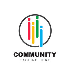 Community logo icon design with colorful people shapes. Symbol of teamwork, together, and group human concept vector illustration can use for company branding, discussion forum, social network, team