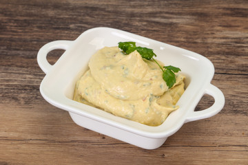 Hummus snack with olive oil