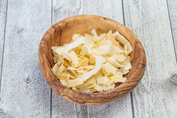 Coconut dry chips in the bowl
