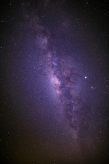 Panorama view universe space shot of milky way galaxy with stars on a night sky background. The...