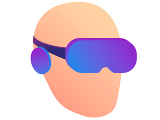 modern virtual reality glasses are worn on a person’s head, used for playing games or performing certain tasks, icon